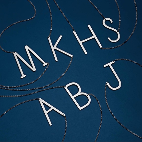 Silver Initial Stainless Steel Pendant Necklace Letters A-Z - Picture 5 of 6